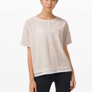 Lululemon Shift In Time Short Sleeve Top Dune Beige Size 10 Stretch
